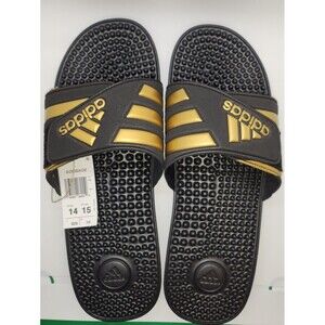 Adidas EG6517 Adissage Slip On Shoes Size 14 Men's - Black and Gold Women's 15